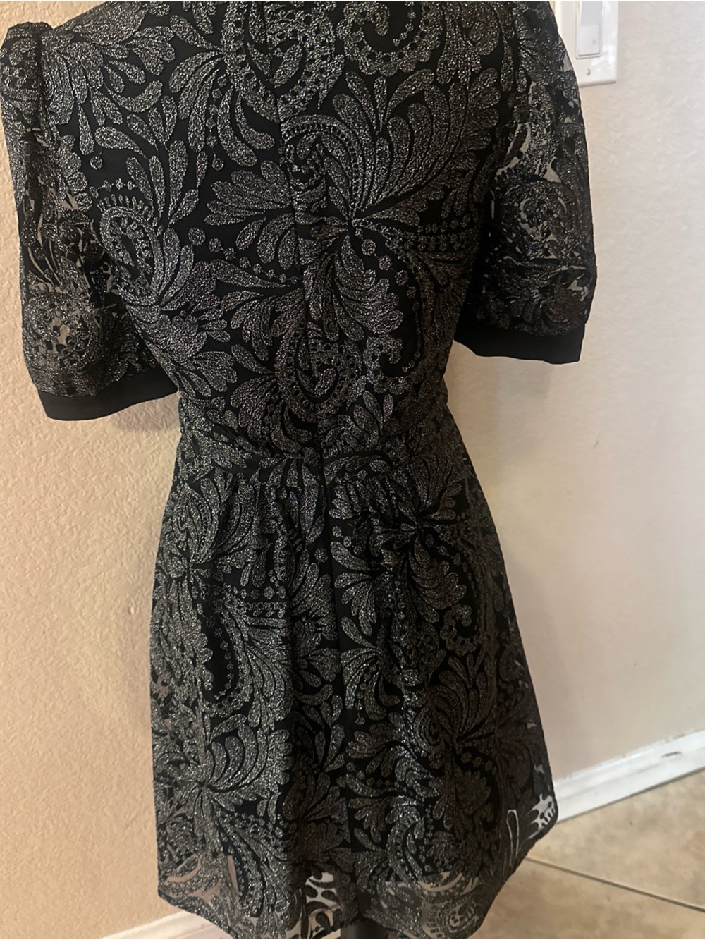 SALONI Black Glitter Star-Appliqué Fit & Flare Mini Dress - Picture 4 of 6